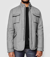 Grey jacket with officer's collar