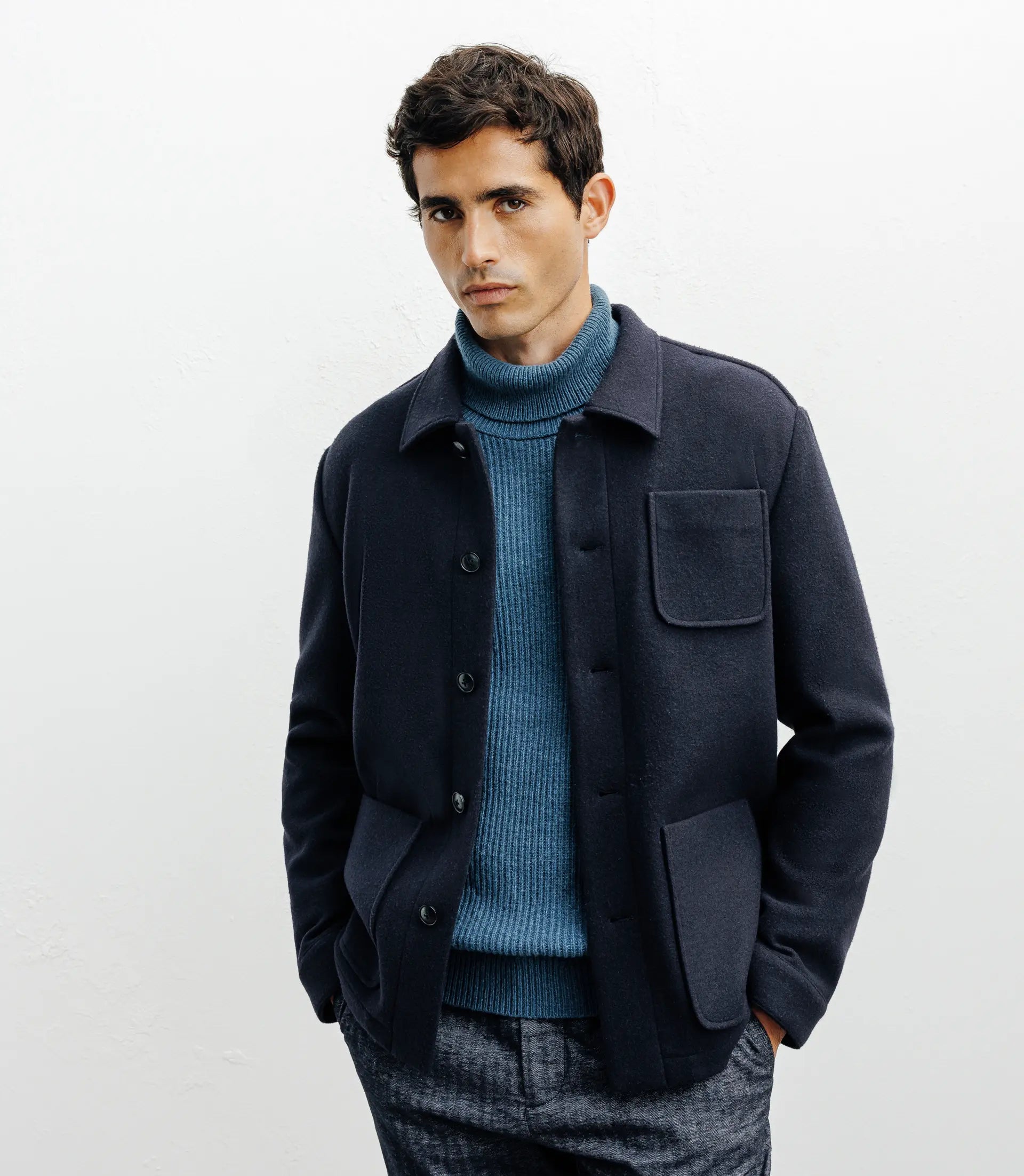 Veste casual 3 poches marine