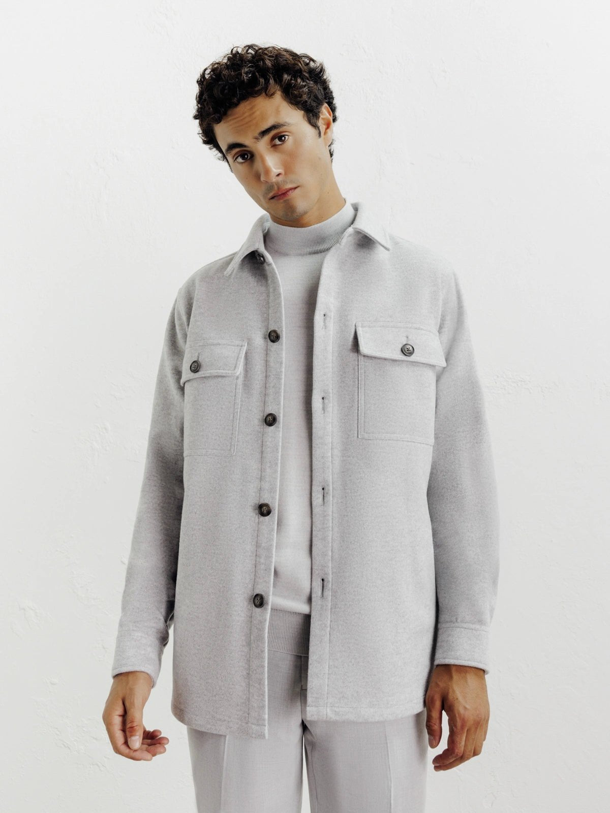 Veste casual col chemise gris clair - IZAC