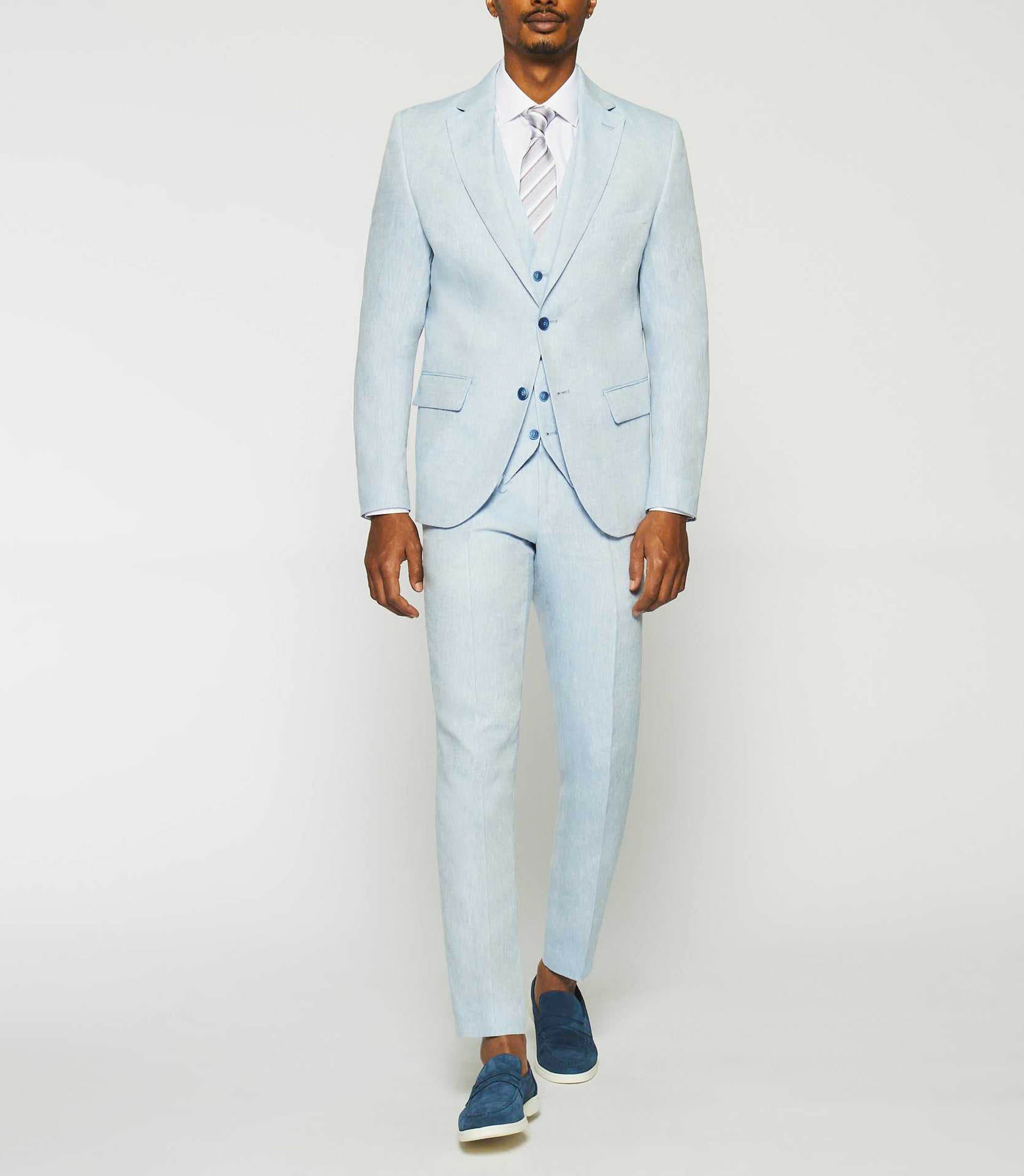 Veste en lin séparable ciel – IZAC - Main Image