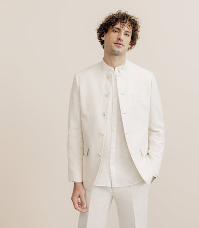 Veste ville col mao 100% lin ecru - IZAC