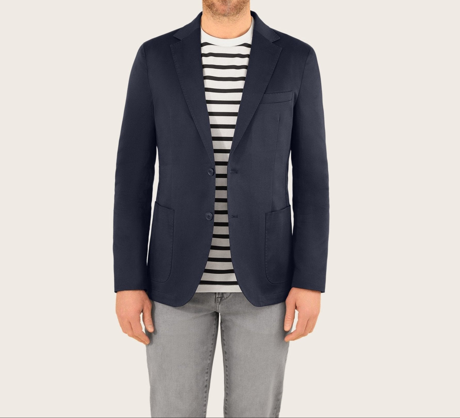 Veste ville en satin de coton marine - IZAC