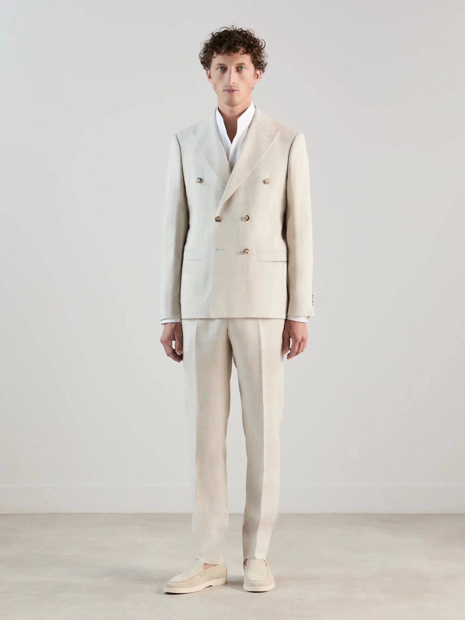 Veste ville croisée 100% lin beige - IZAC