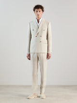 Beige 100% Linen Double-Breasted City Jacket