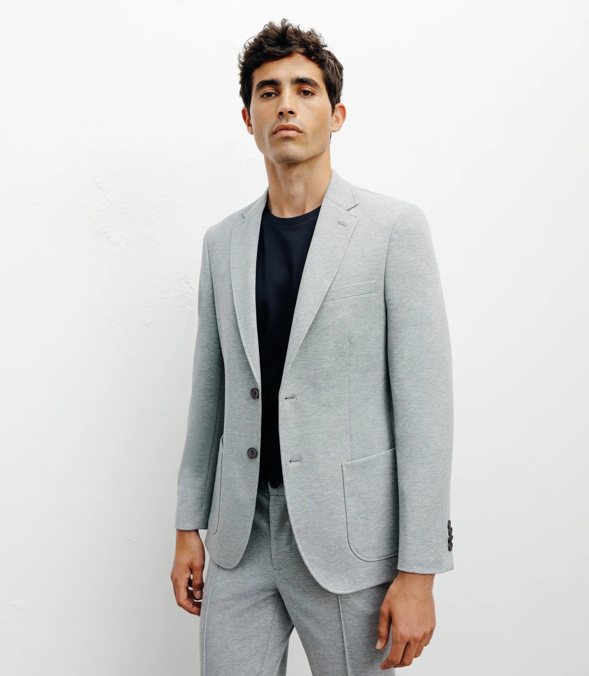 Veste ville en maille 2 boutons gris - IZAC