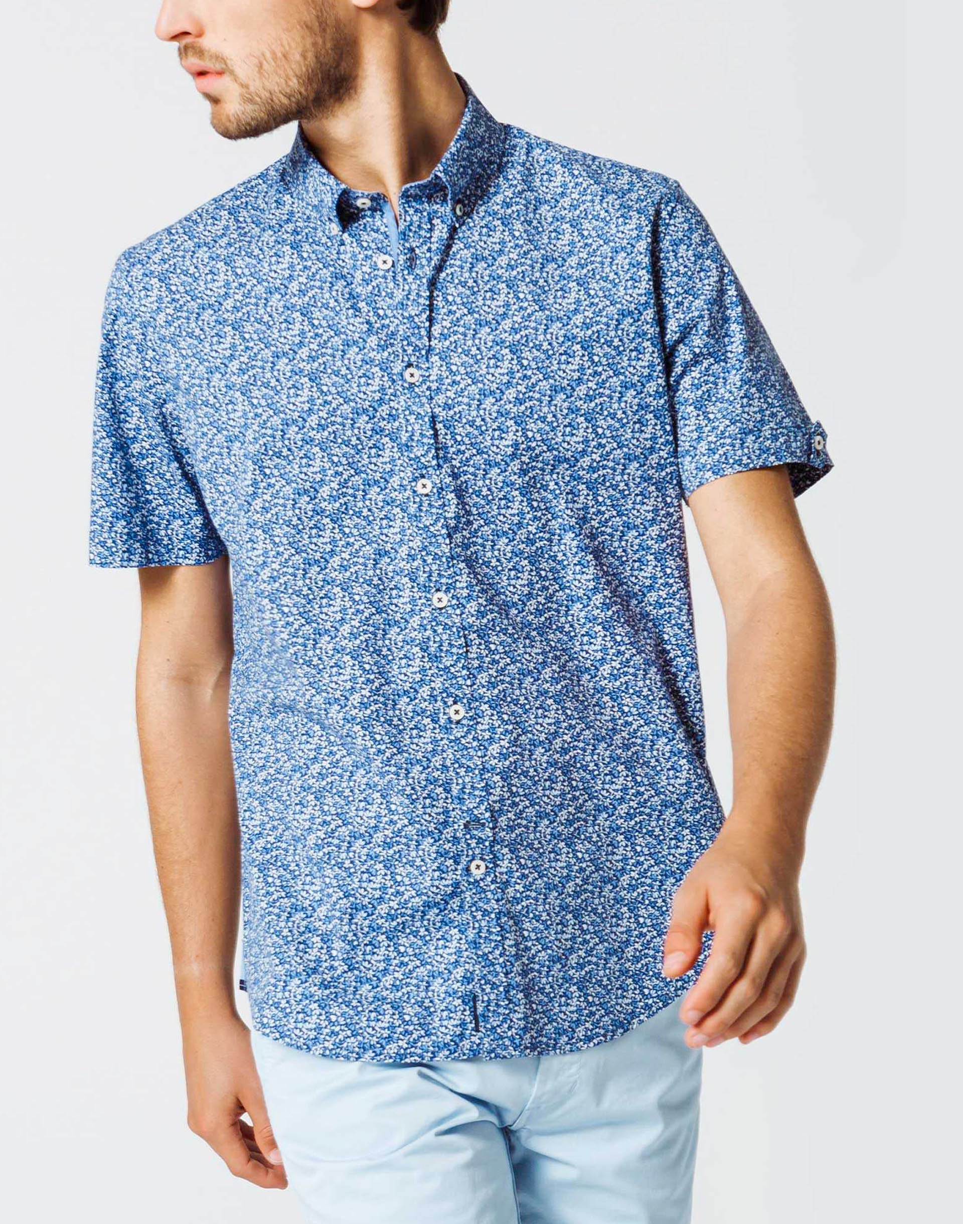 Chemise Micro Motif Marine