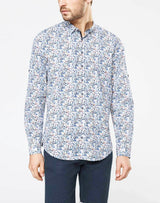 Chemise casual indigo motif fleurs - IZAC