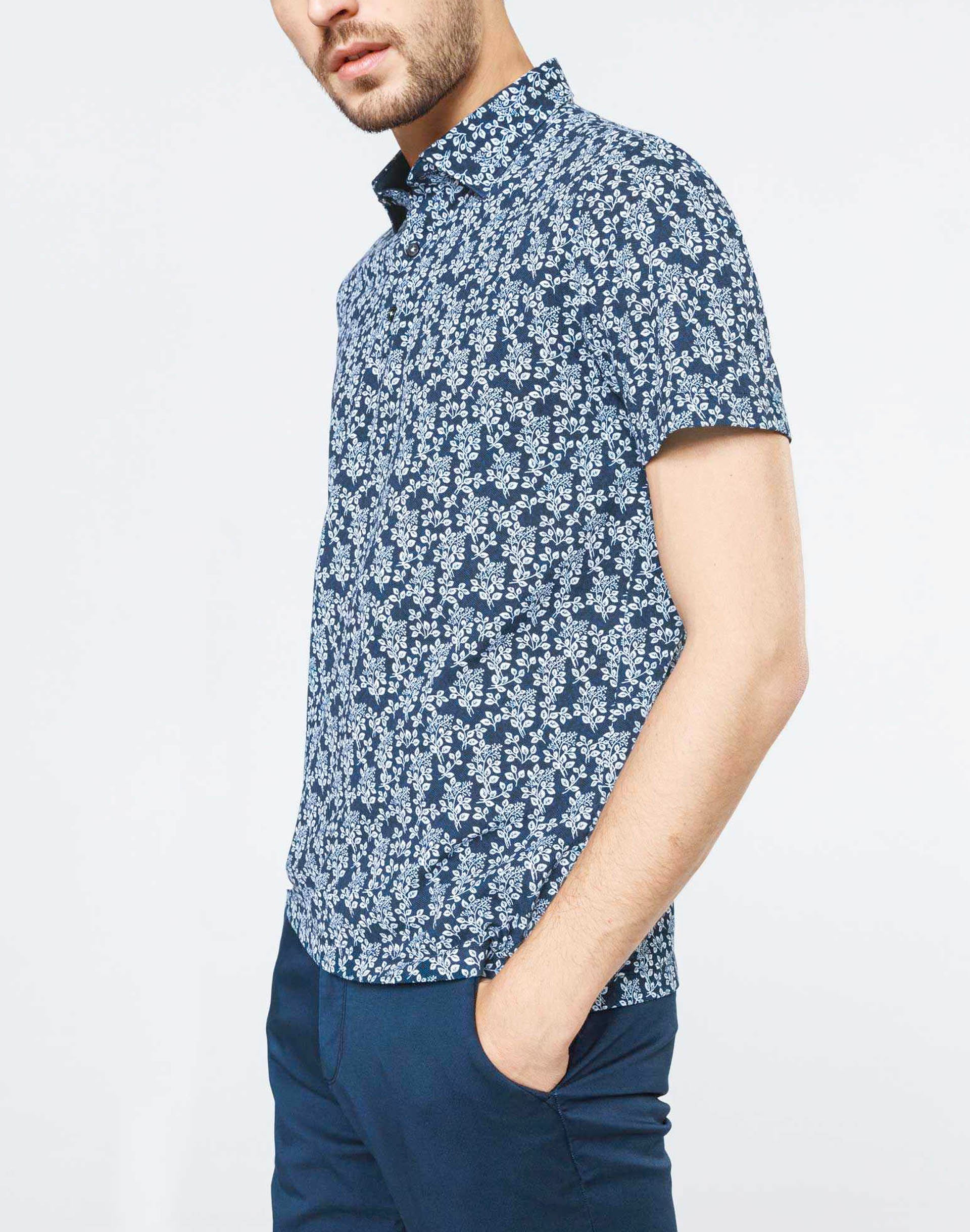 Floral cotton polo shirt