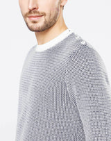 Round neck sweater ecru/navy