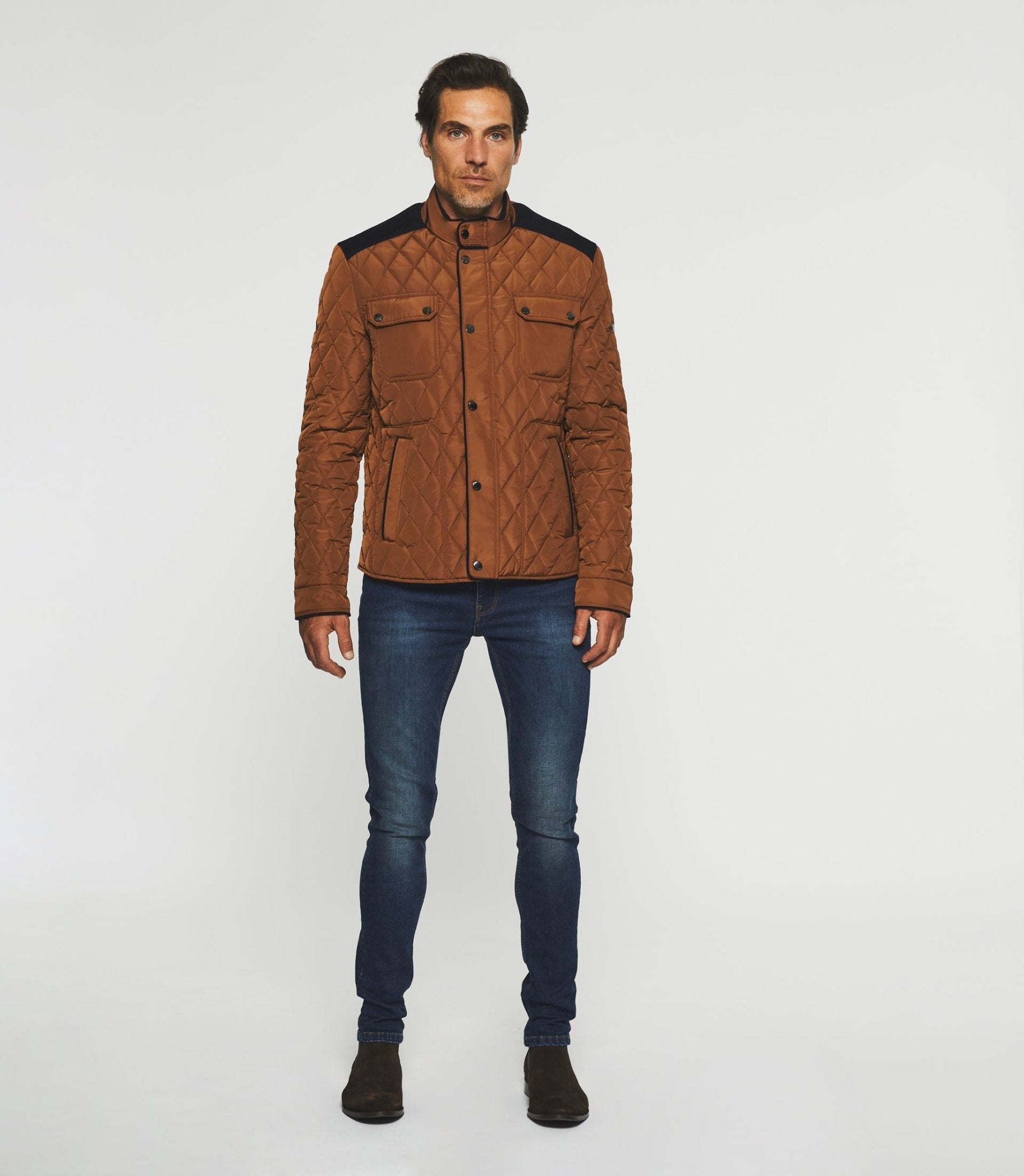 Blouson surchemise matelassé café MACEO – IZAC