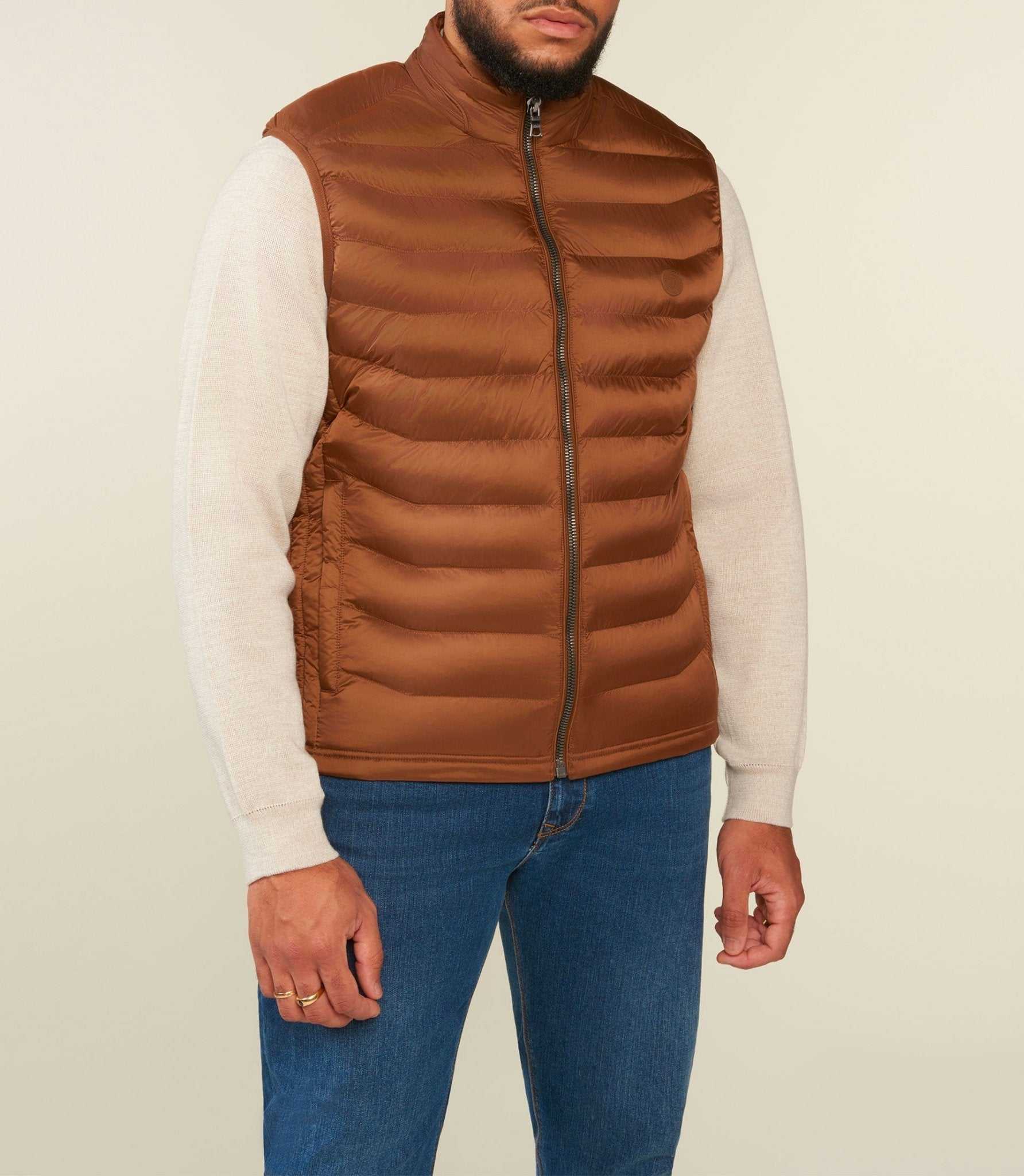 Doudoune sans manches camel foncé MIDORIBT - IZAC