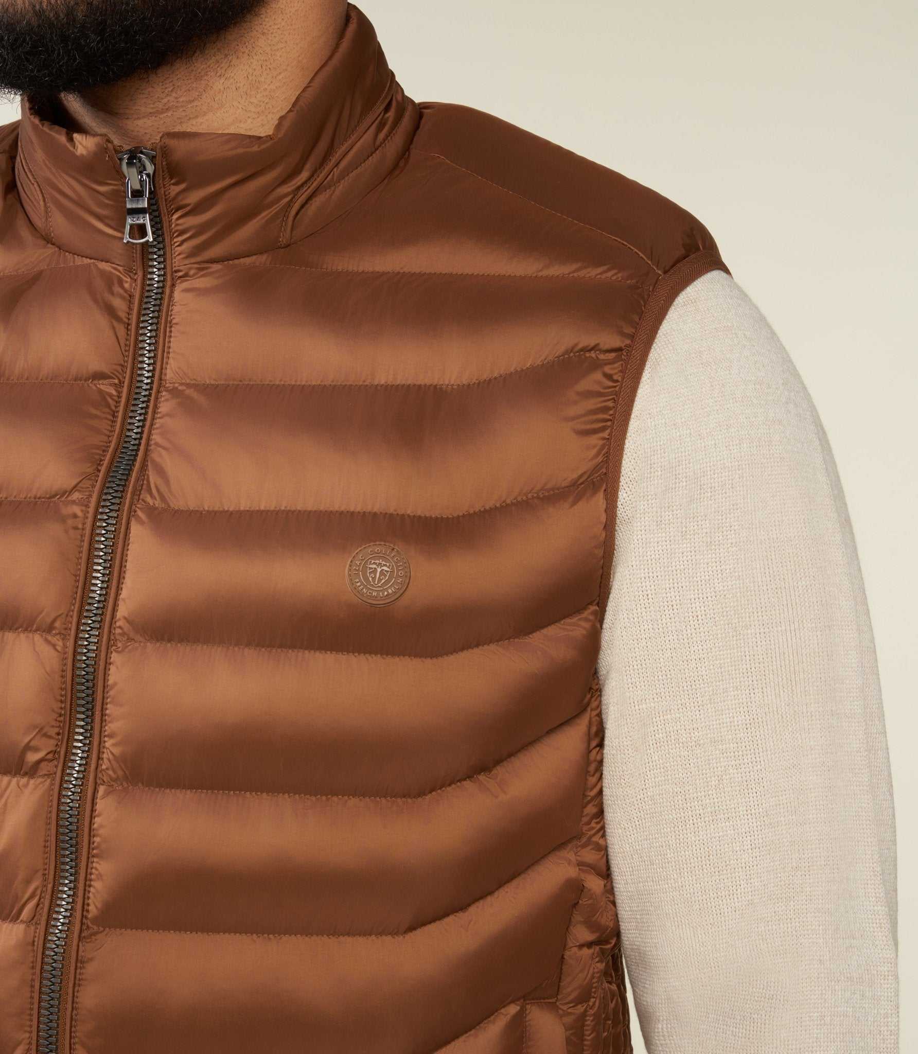 Doudoune sans manches camel foncé MIDORIBT - IZAC