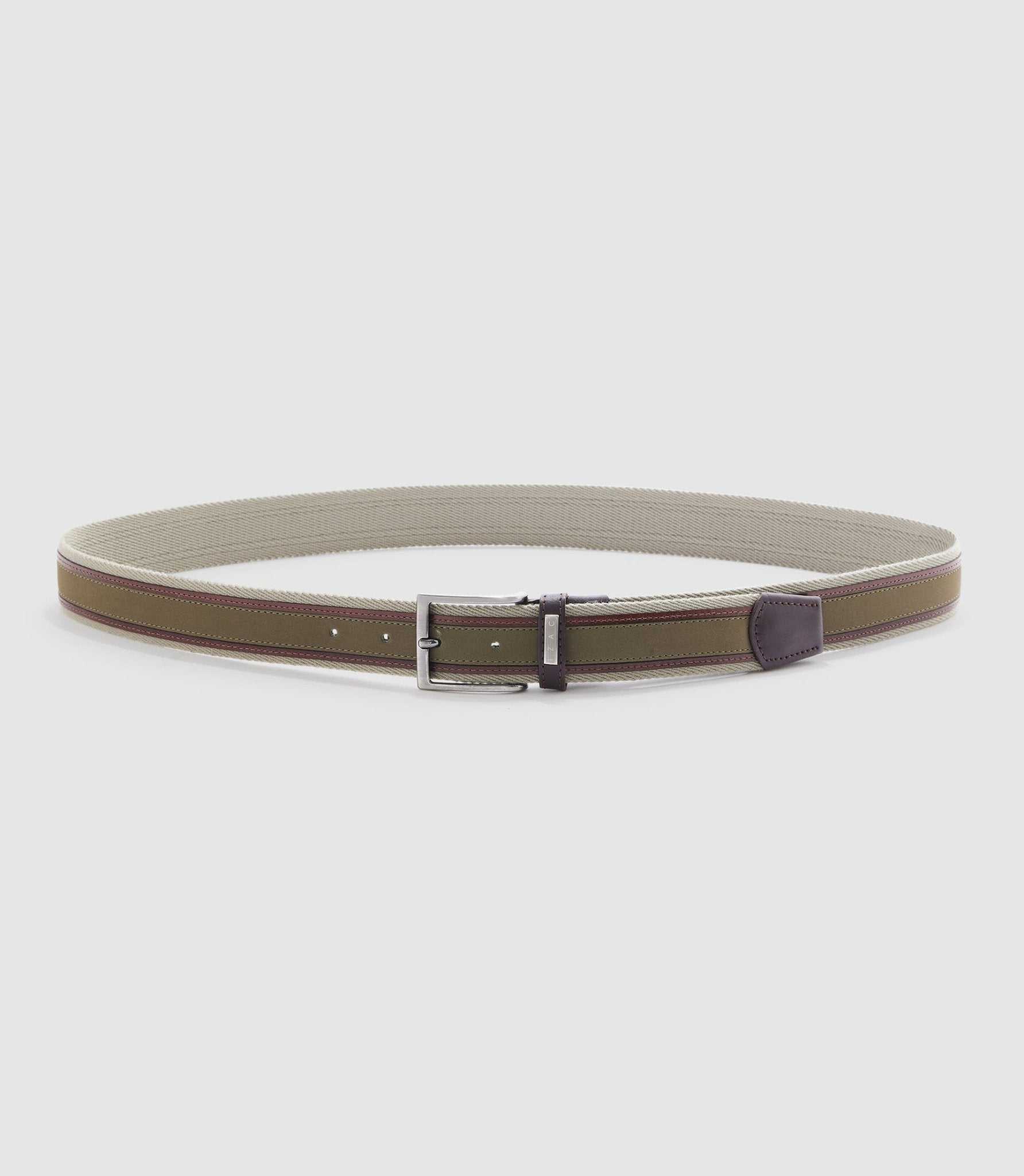 Ceinture ajustable 35mm kaki et marron "Natte" - IZAC