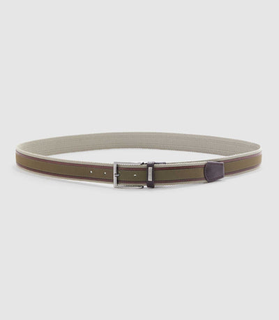 Ceinture ajustable 35mm kaki et marron "Natte" - IZAC