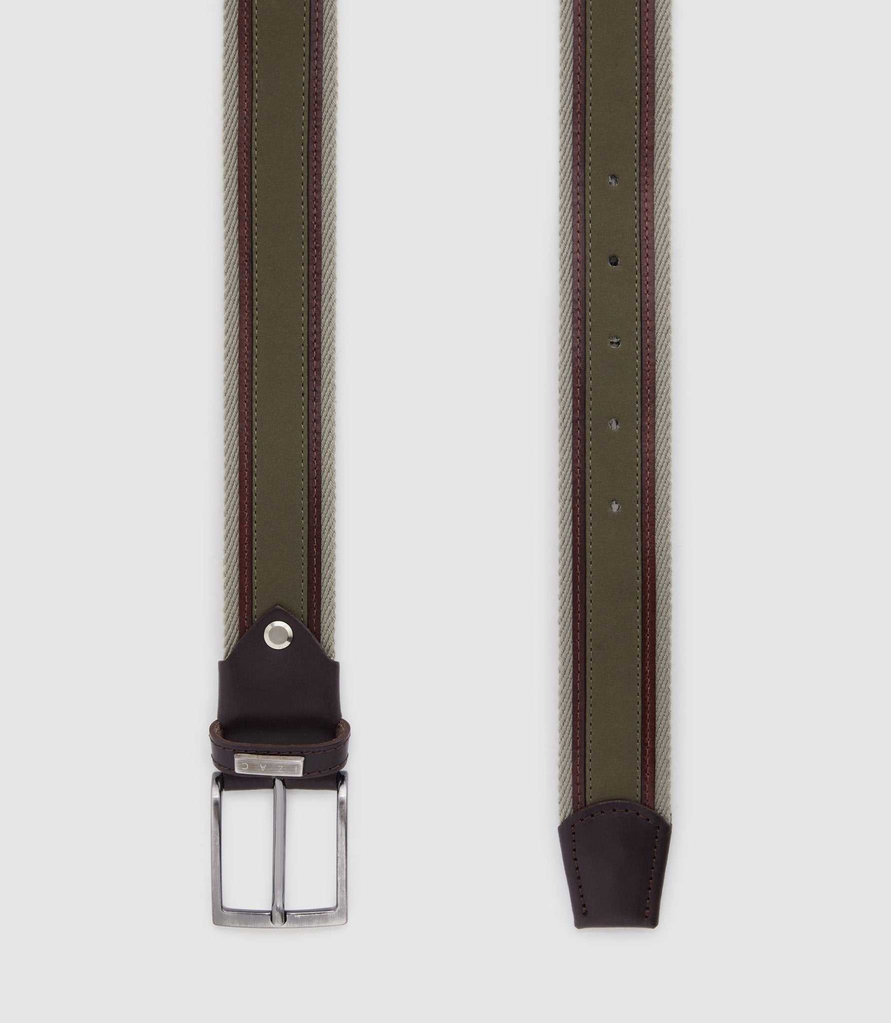 Ceinture ajustable 35mm kaki et marron "Natte" - IZAC