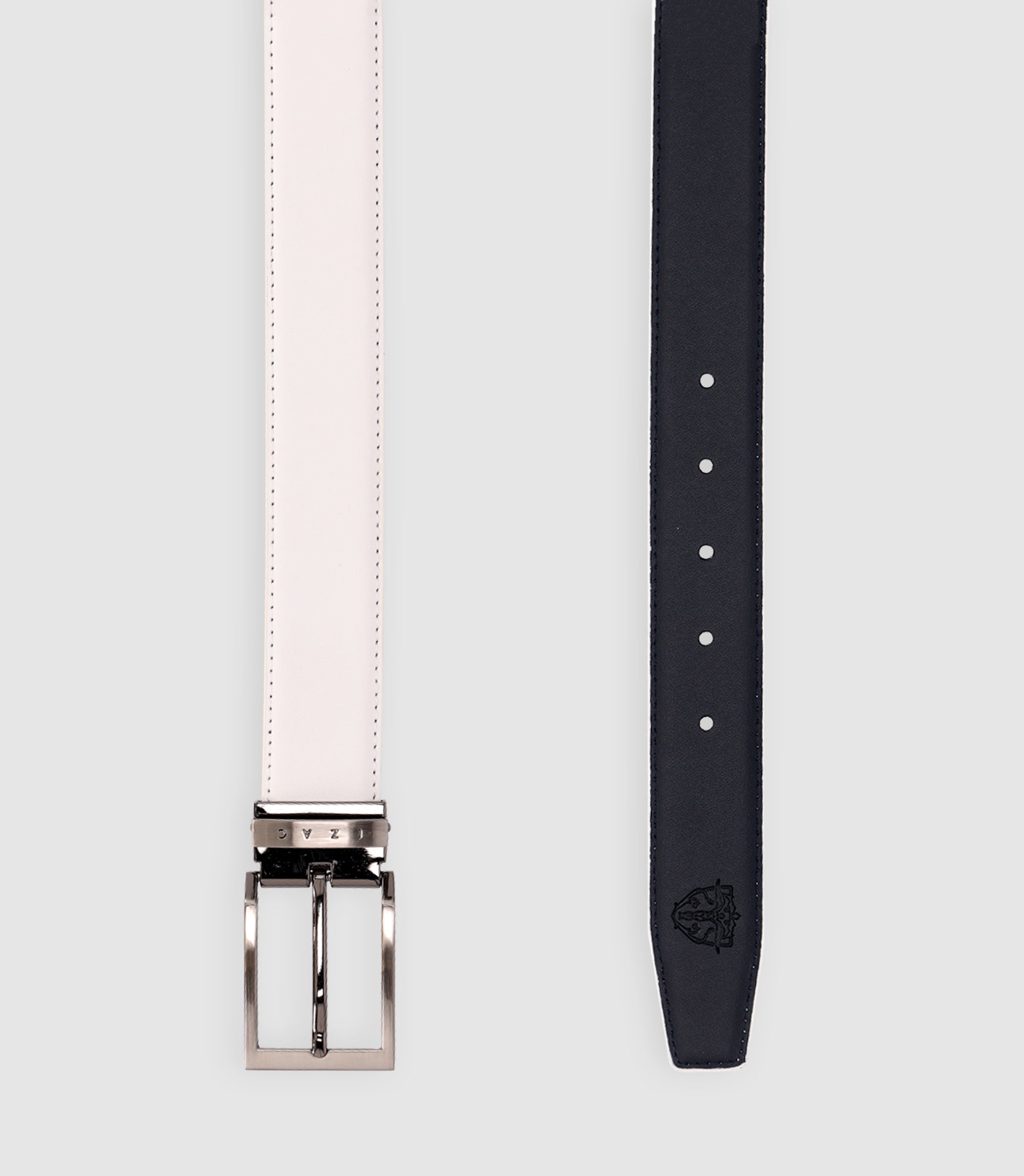 Ceinture 35mm en cuir blanche et marine NAME - IZAC