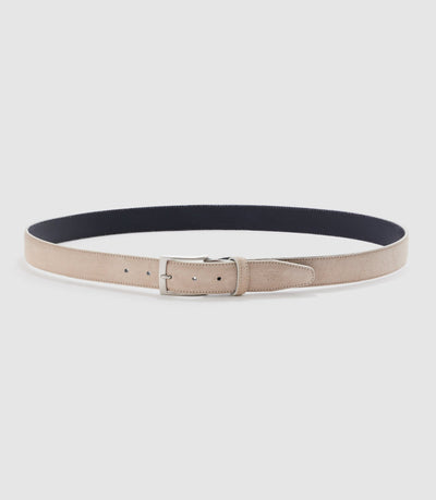 Ceinture 35mm ajustable en cuir beige NANDO - IZAC