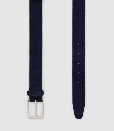 Ceinture 35mm ajustable en cuir marine NANDO - IZAC