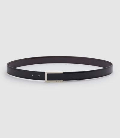 Ceinture réversible 35mm en cuir noire et marron NOTE - IZAC