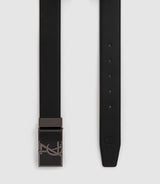 Ceinture réversible 35mm en cuir noir mat et noir COLUME