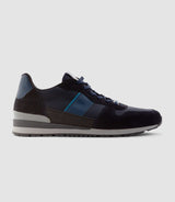 Emeric" leather and textile navy sneakers