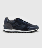 Perry" navy camouflage bi-material sneakers