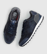 Perry" navy camouflage bi-material sneakers