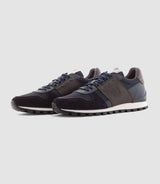 Charlie" navy leather bi-material sneakers