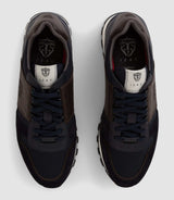 Charlie" navy leather bi-material sneakers