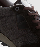 Claris" brown leather bi-material sneakers