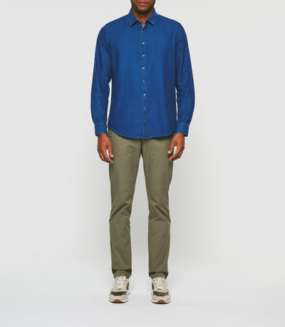 Chemise casual unie jean bleu "Kalan" - IZAC
