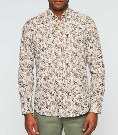 Chemise casual imprimée beige kaki "Kalidor" - IZAC