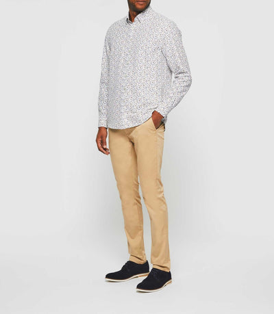 Chemise casual blanche à imprimé camel "Karly" - IZAC