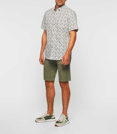 Chemise manches courtes blanche et bleue "Kerane" - IZAC