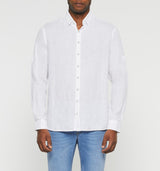 Chemise casual en lin et coton blanche KISSOUT - IZAC