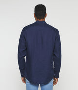 Navy linen and cotton casual shirt KISSOUT