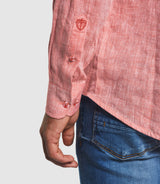 Red linen and cotton casual shirt KISSOUT