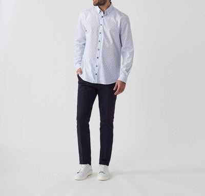 Chemise casual imprimé blanc - marine "Aissam" - IZAC