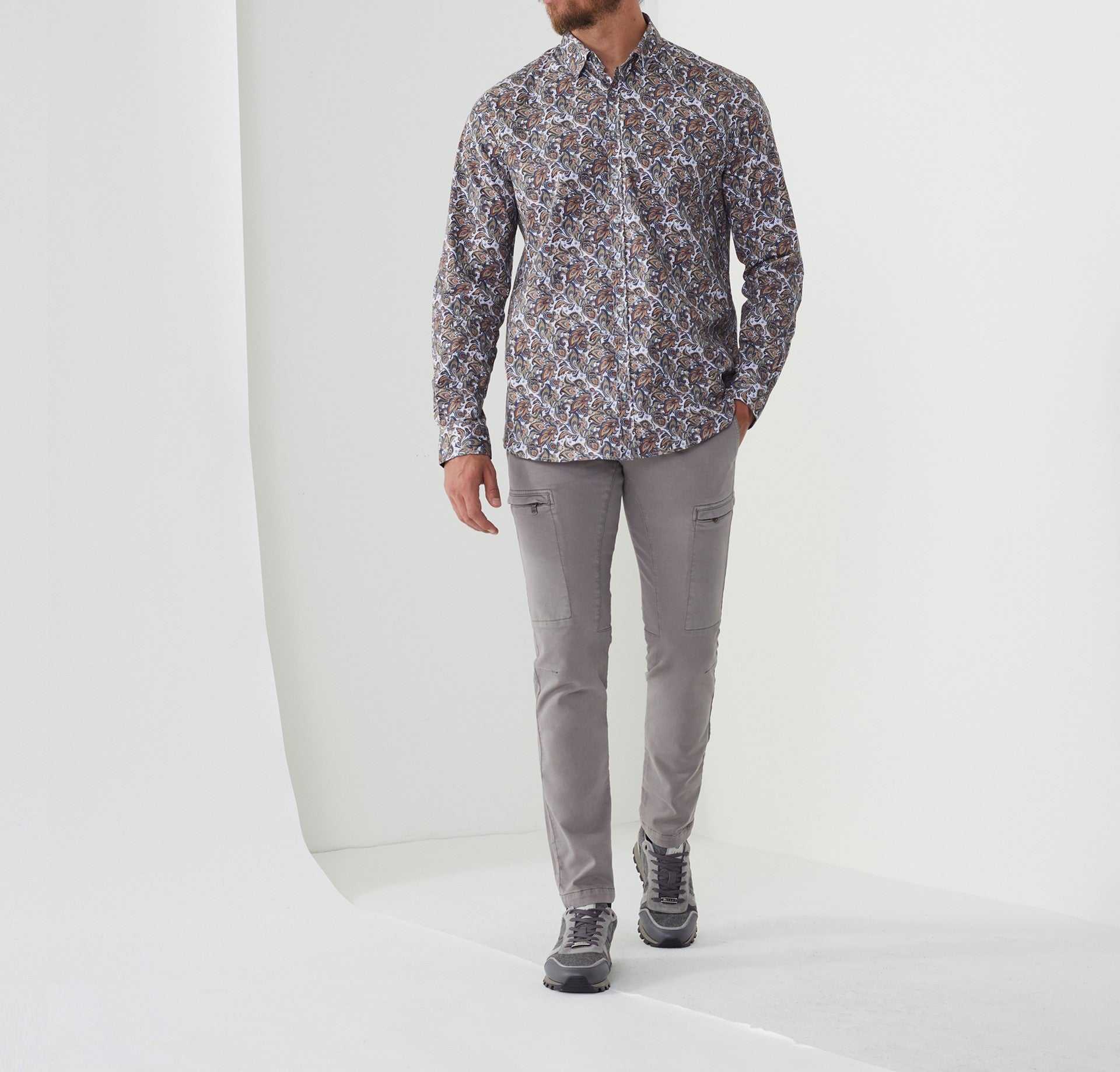 Chemise casual imprimé blanc - rouille "Albane" - IZAC