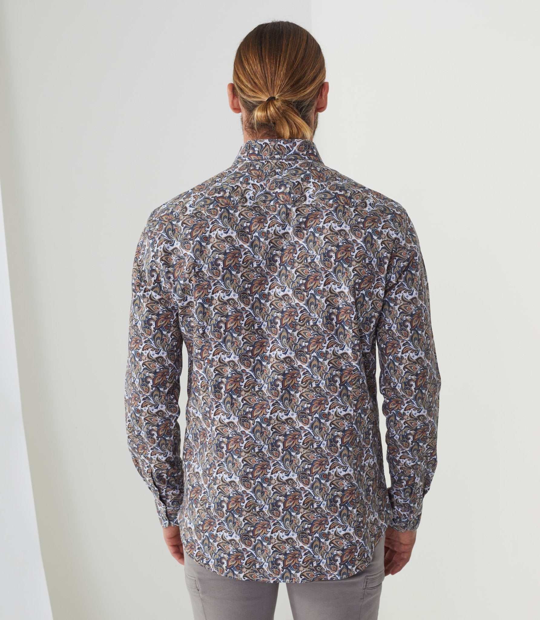 Chemise casual imprimé blanc - rouille "Albane" - IZAC