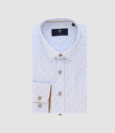 Chemise à coudières blanc et camel JORGEBT - IZAC