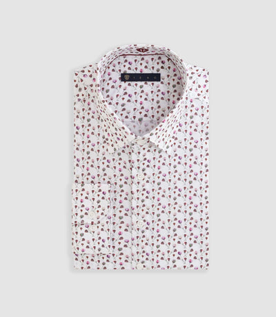 Chemise à imprimé floral blanc - bordeaux "Demis" - IZAC