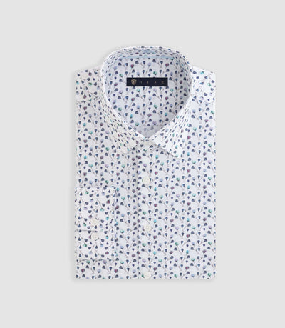 Chemise à imprimé floral blanc - marine "Demis" - IZAC
