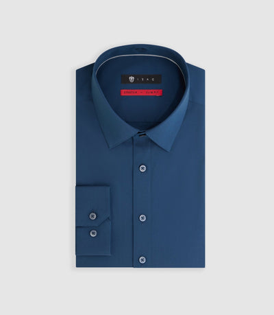 Chemise en popeline stretch marine "Malte" - IZAC