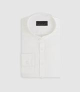 Marcel" white stretch satin shirt with mao collar