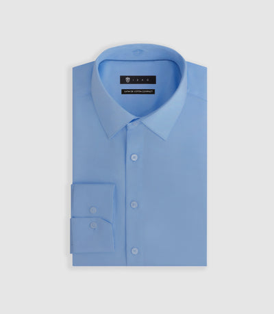 Chemise slim bleu glacé "Satinslim" - IZAC