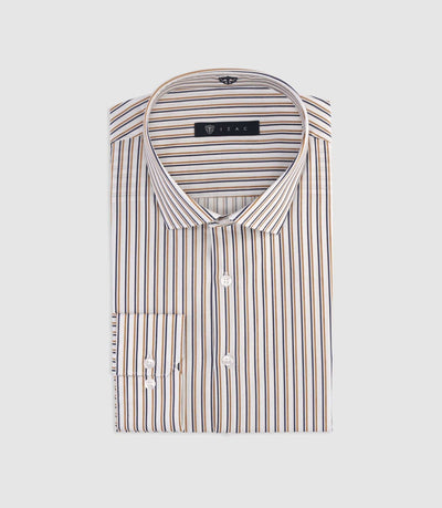 Chemise à rayures marine et camel MICKI - IZAC