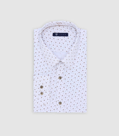 Chemise avec micro motifs blanche et camel - IZAC
