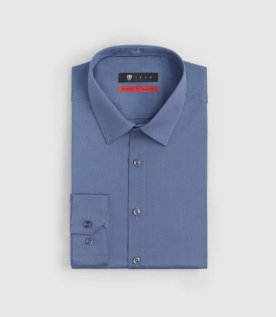 Chemise coton stretch slim bleu vintage "Malte" - IZAC