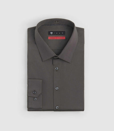 Chemise coton stretch slim kaki - foncé "Malte" - IZAC